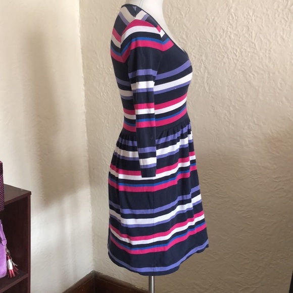 French Connection Pink Purple Blue Stripe Long Sleeve Dress 2 - Picture 4 of 6